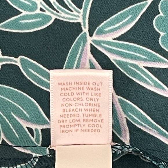 Lauren Conrad Blouse Top Medium Teal Blue Green Floral - Picture 9 of 9